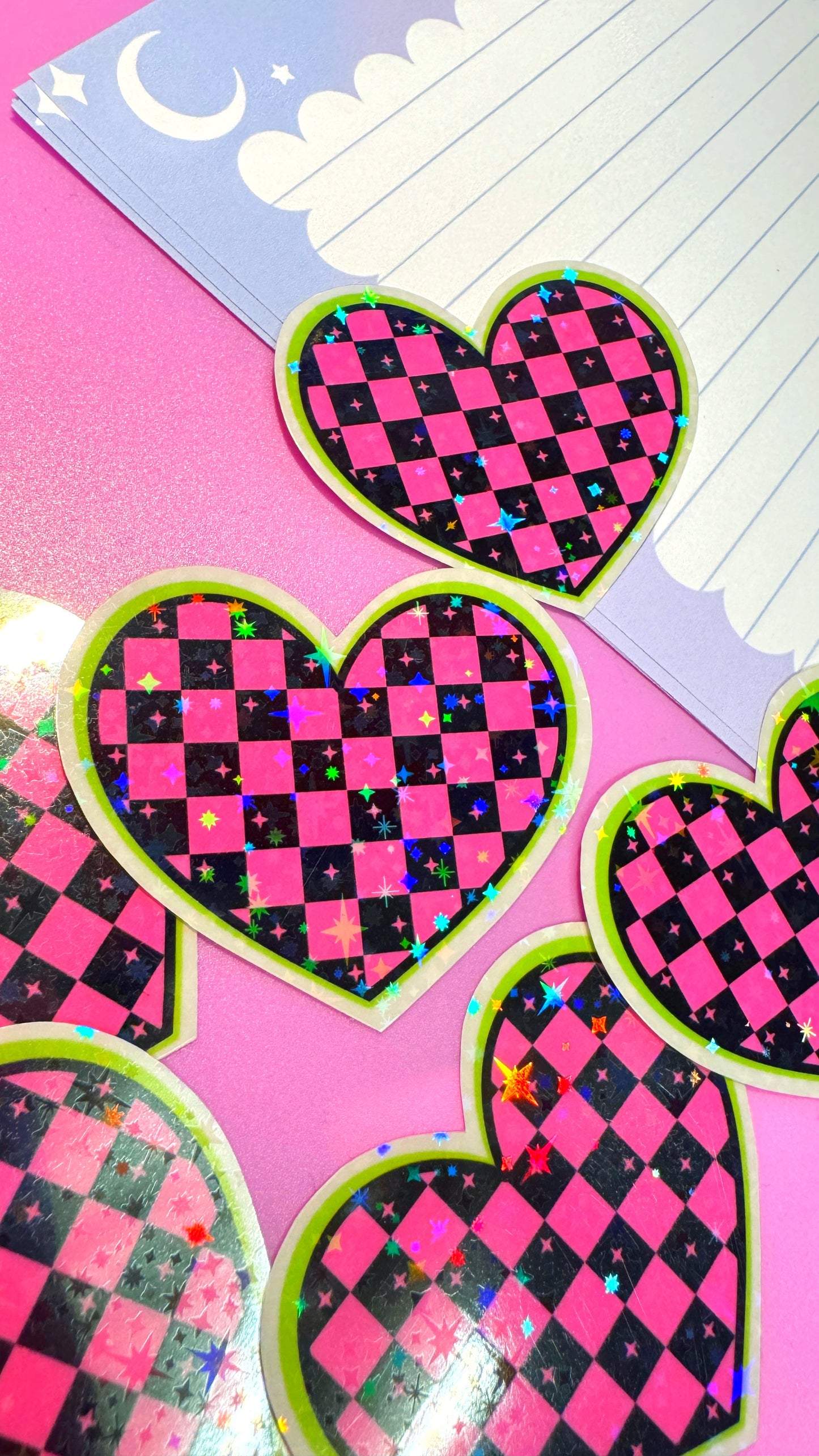 Checkered Heart Transparent Sticker