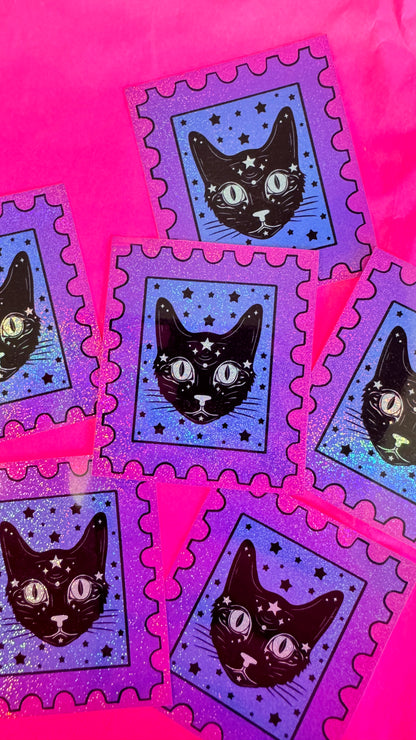 Glitter Cat Stamp