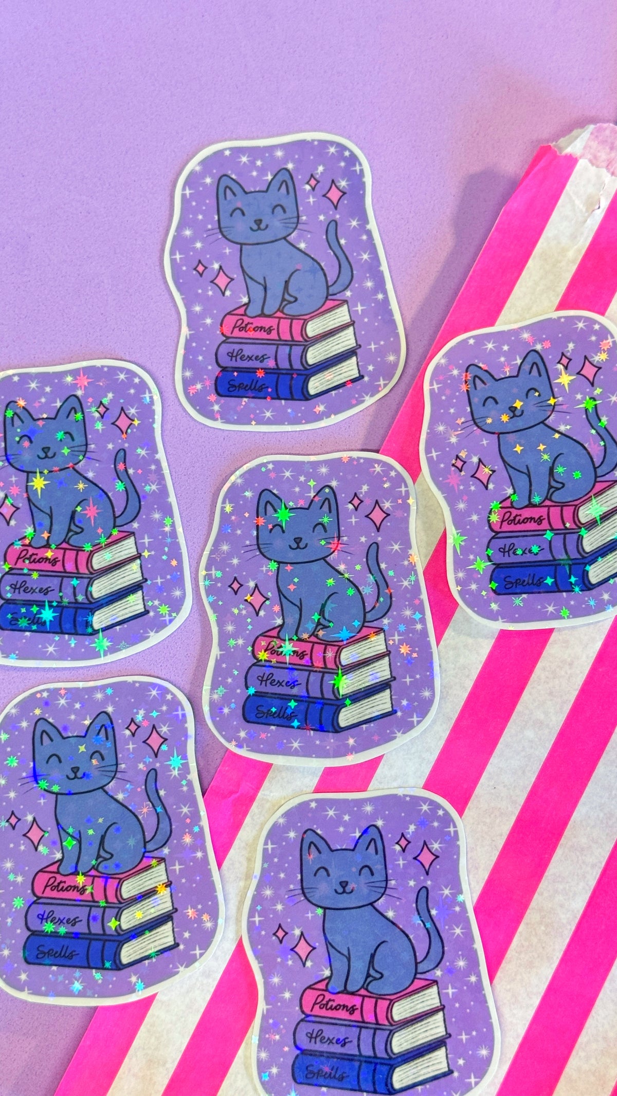 Witchy Cat Glitter Sticker