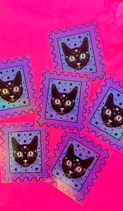 Glitter Cat Stamp