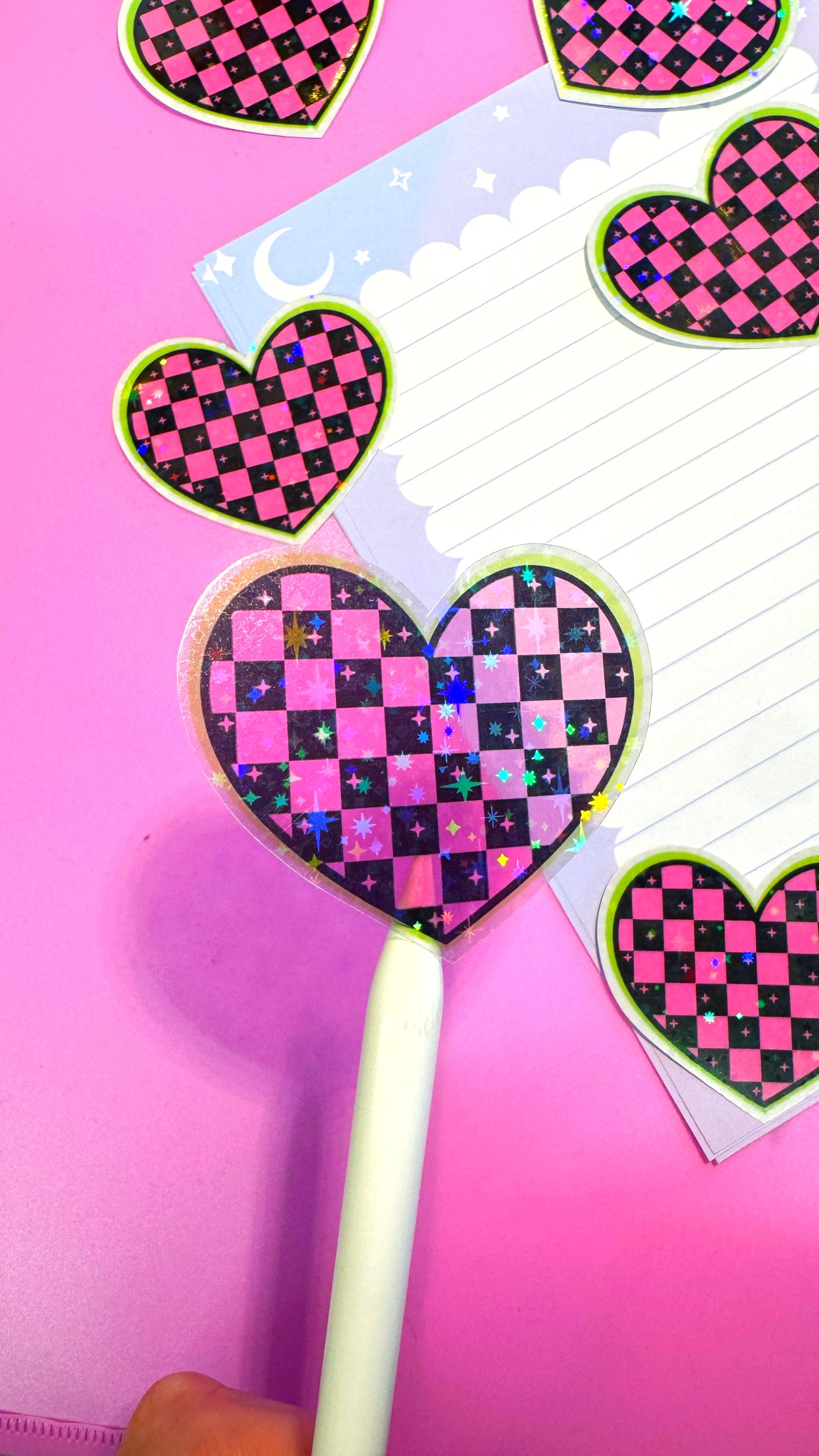 Checkered Heart Transparent Sticker