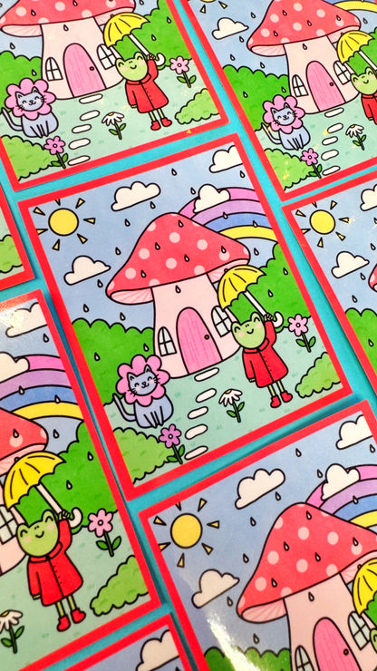 Mushroom House Sticker