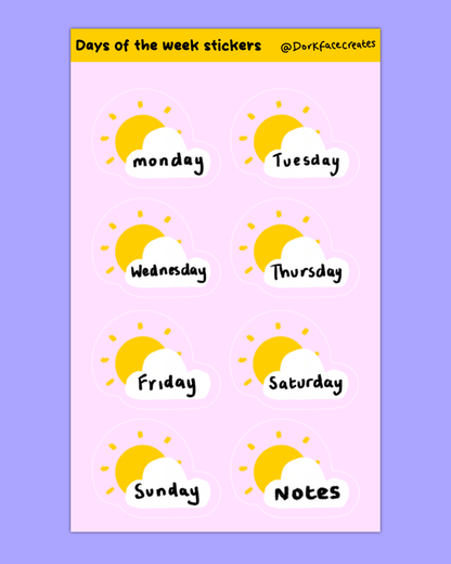 Days Of The Week Stickers