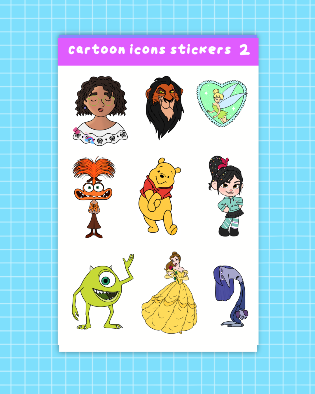 Cartoon Icons 2 Sticker Sheet