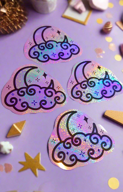 Glitter Holographic Moon Sticker