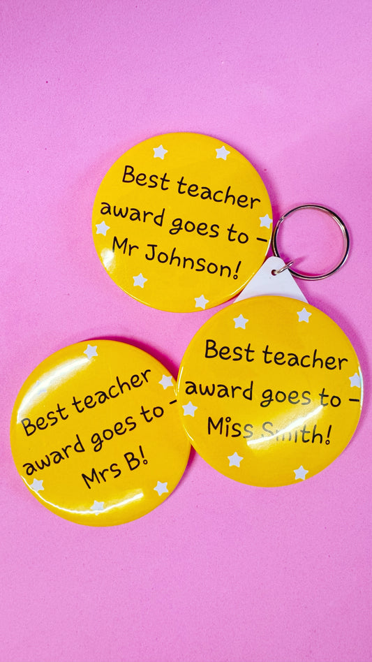 Personalised Teacher Keyring/Magnet/Badge/Mirror