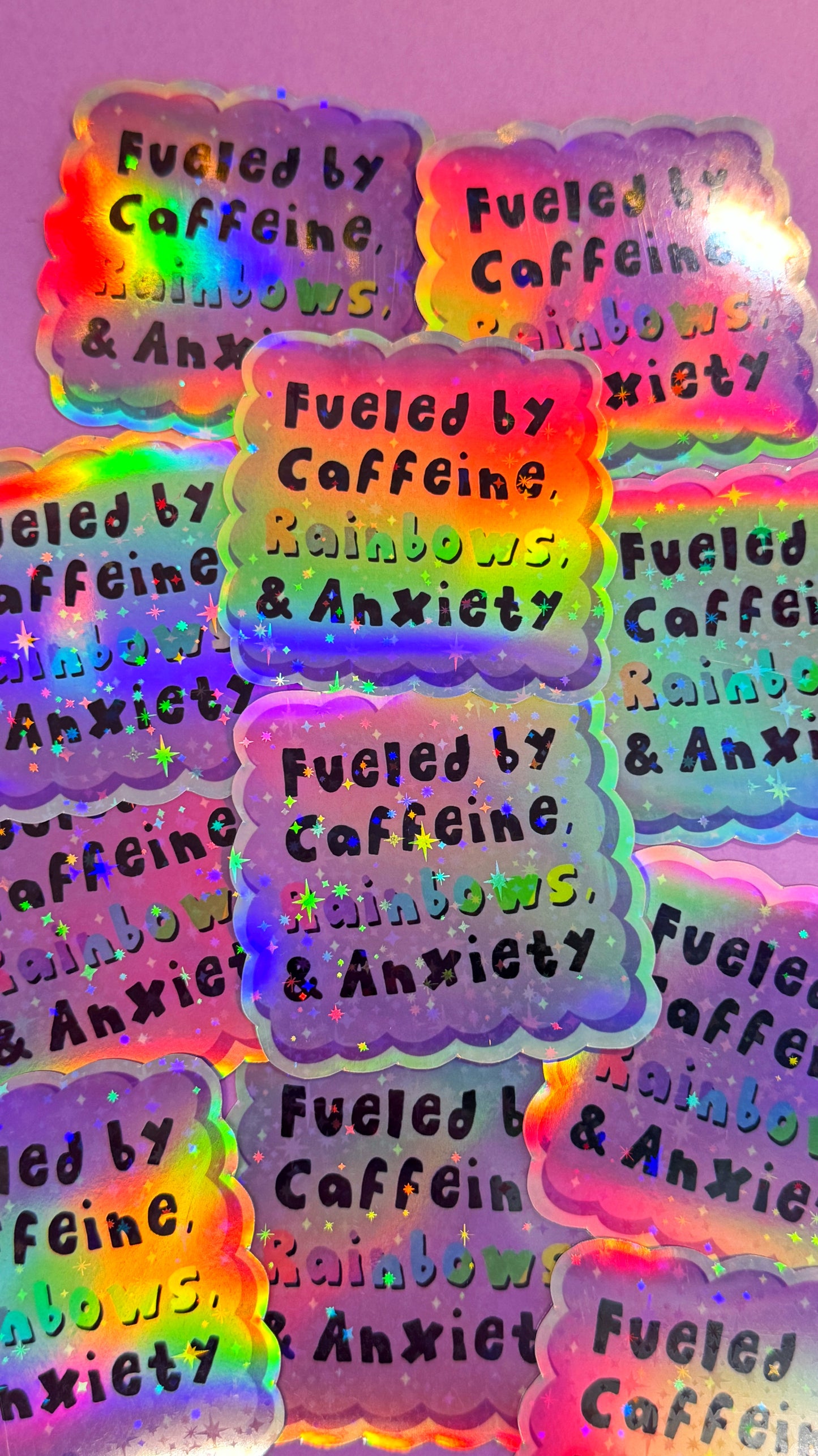 Caffeine Rainbows Anxiety Sticker