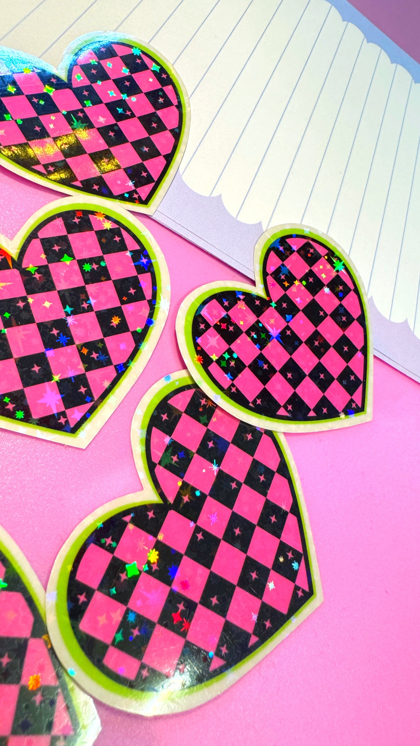 Checkered Heart Transparent Sticker