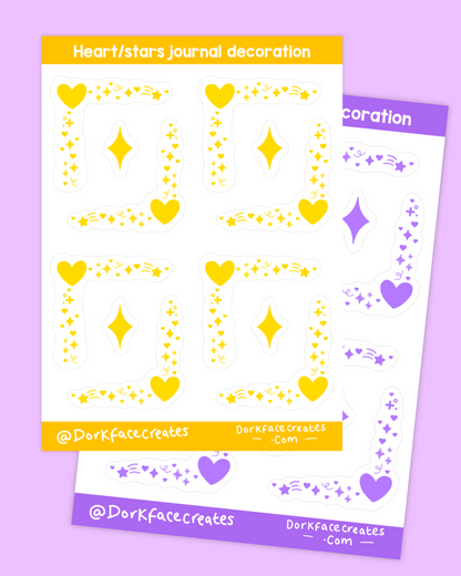 Hearts/Stars Journal Corner Decoration Stickers