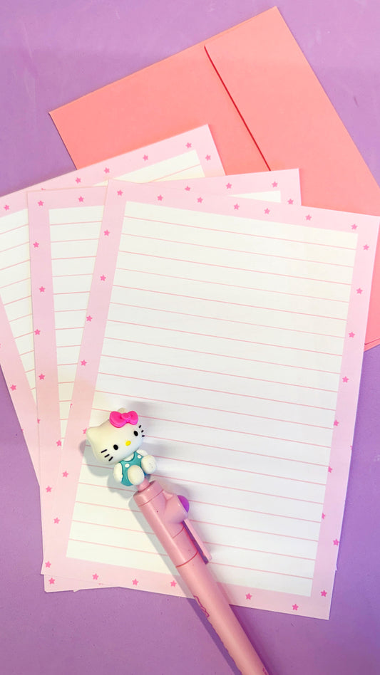 Pink Stars Writing Paper Set