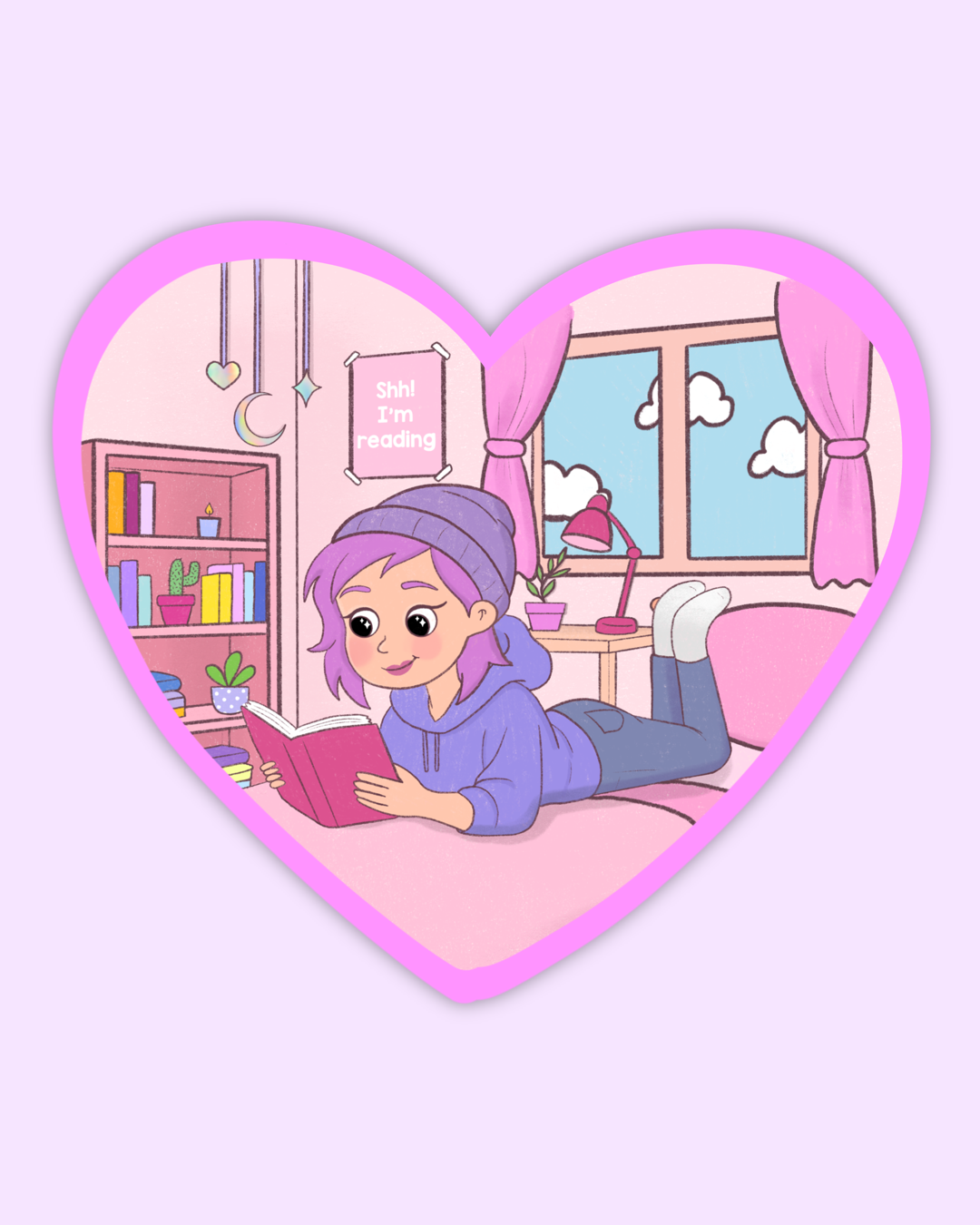 Reading Heart Sticker