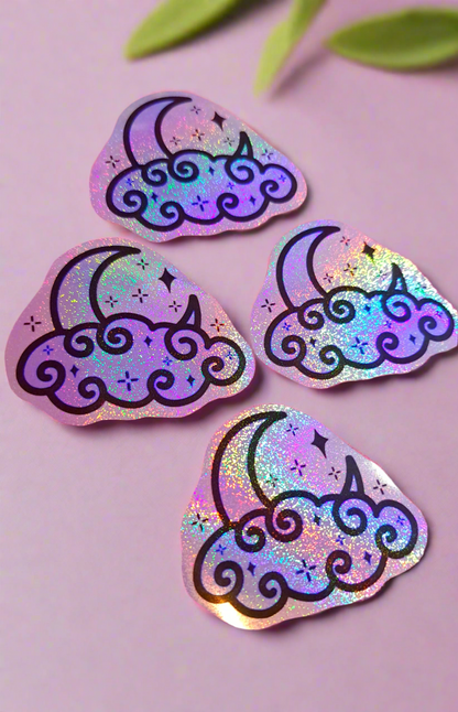 Glitter Holographic Moon Sticker