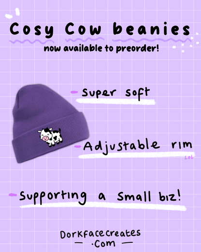 Cosy Cow Beanie Embroidered PREORDER