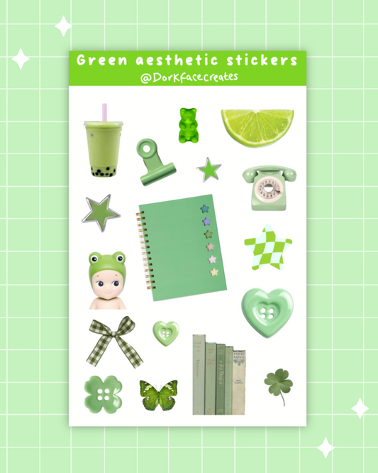 Green Aesthetic Journal Deco Stickers