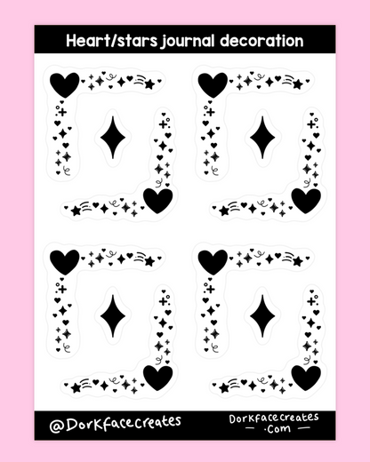 Hearts/Stars Journal Corner Decoration Stickers