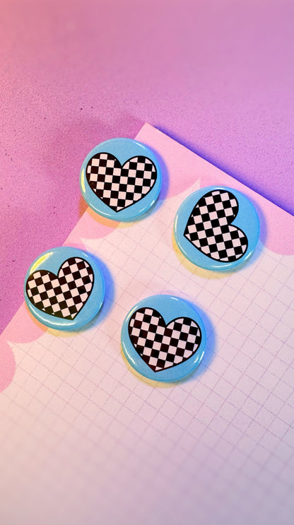 Checkered Heart Badge