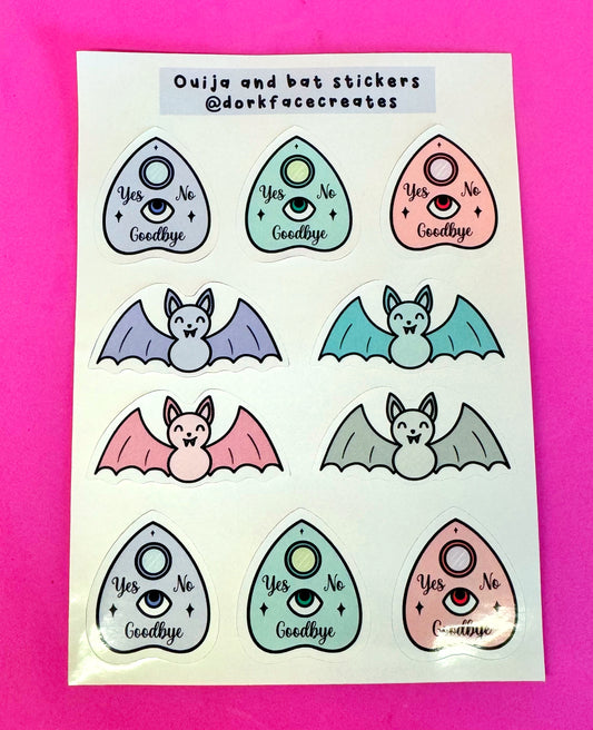 Ouija & Bat Sticker Sheet