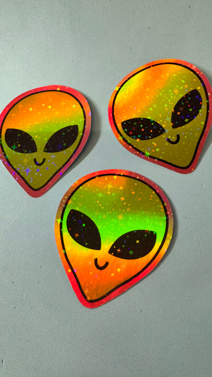 Alien Holo Glitter Sticker