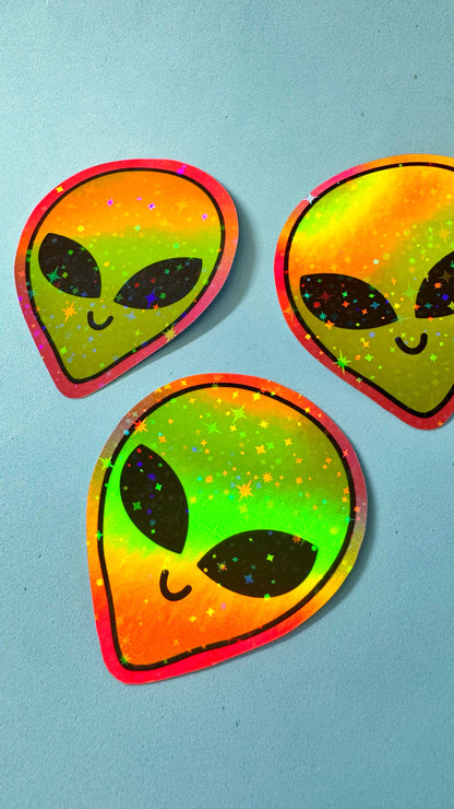 Alien Holo Glitter Sticker