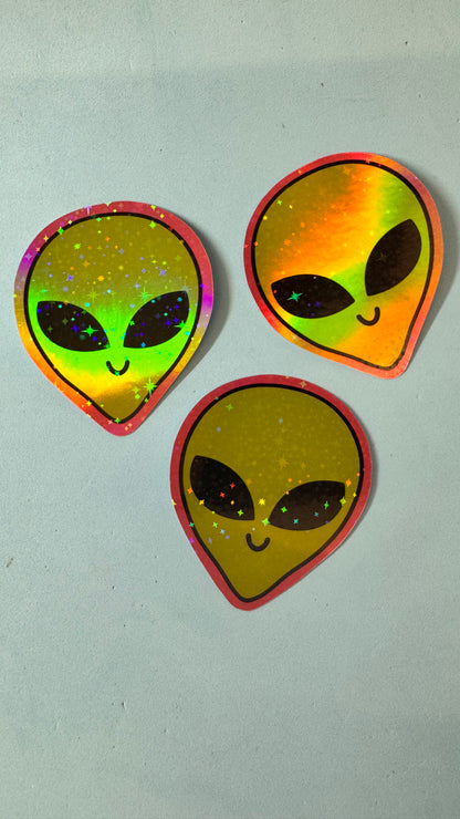 Alien Holo Glitter Sticker