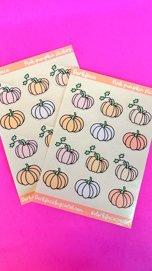 Pink Pumpkin Sticker Sheet