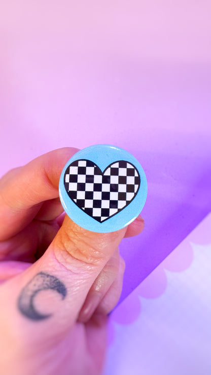 Checkered Heart Badge