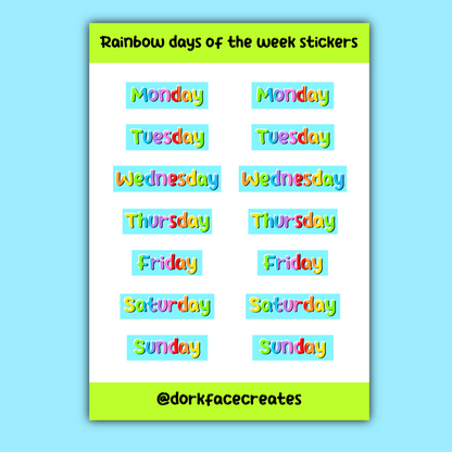 Days of The Week Stickers