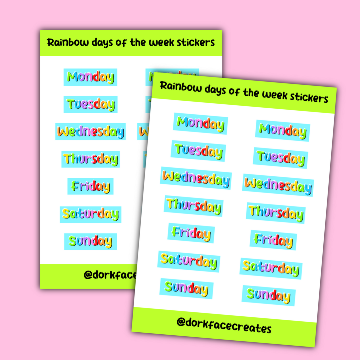 Days of The Week Stickers