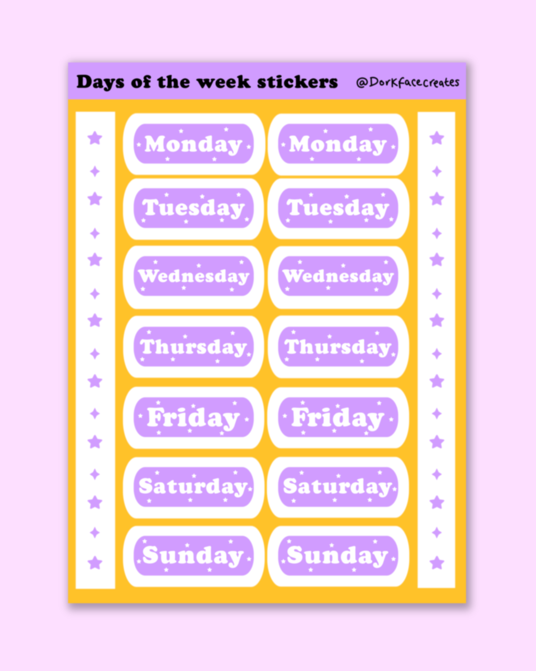 Days of The Week Stickers
