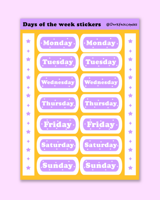 Days of The Week Stickers