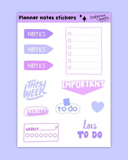 Planner Notes Stickers