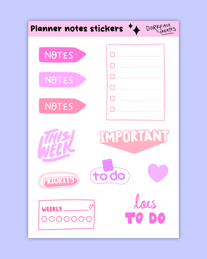 Planner Notes Stickers