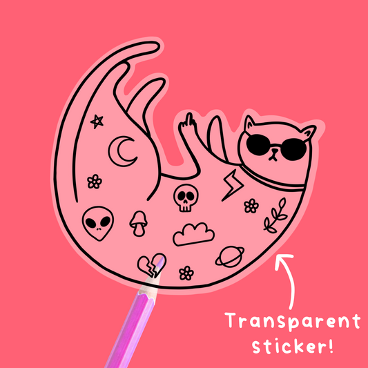Cool Cat Transparent Vinyl Sticker
