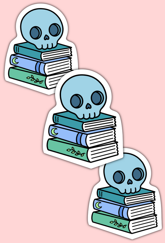 Skull Books Sticker