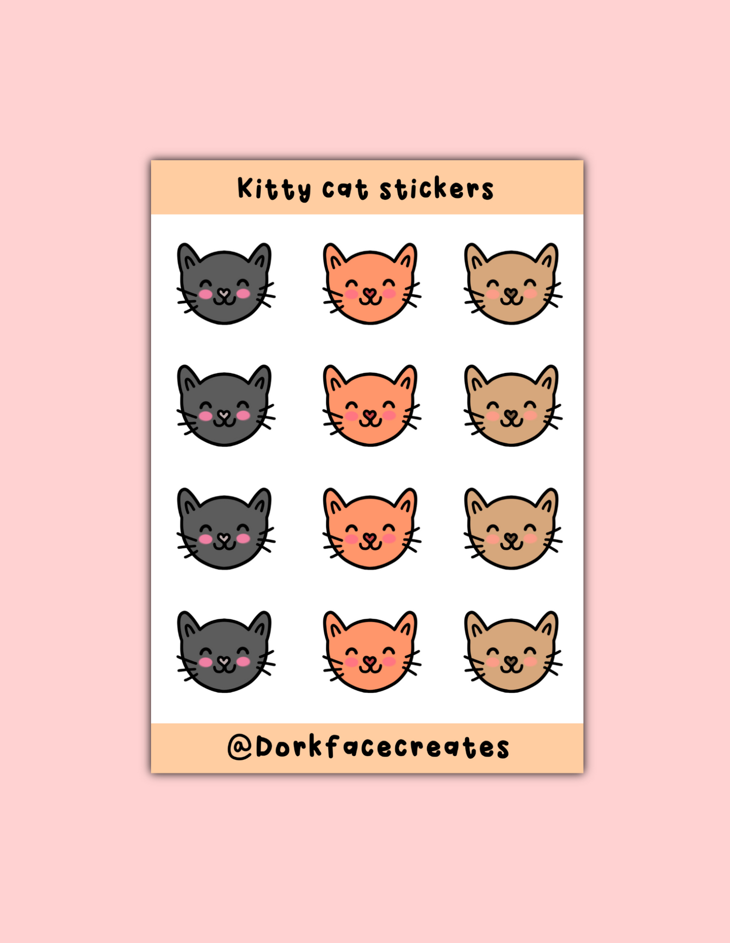 Kitty cat sticker sheet