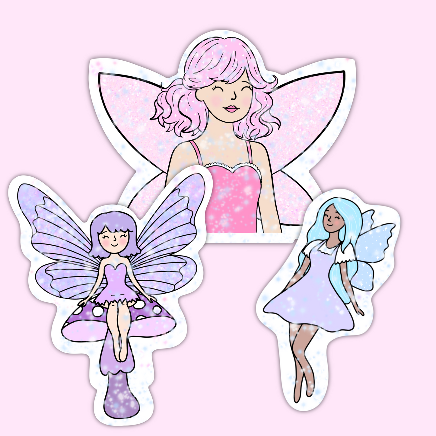 Set of 3 Glitter Vinyl Stickers