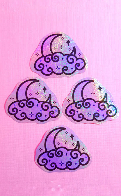 Glitter Holographic Moon Sticker