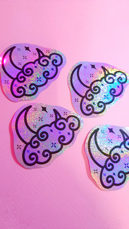 Glitter Holographic Moon Sticker