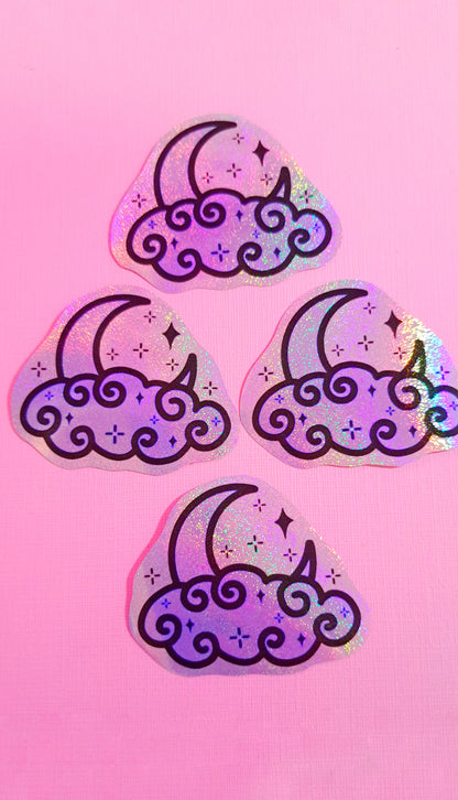 Glitter Holographic Moon Sticker