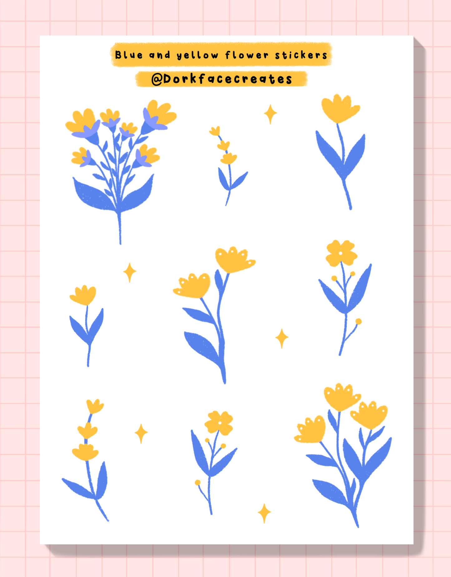 Blue & Yellow Flower Stickers