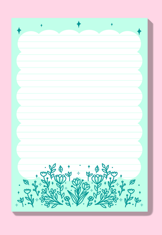 Floral Lined Notepad A5